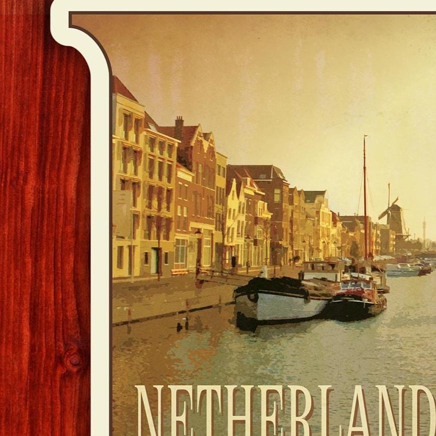 Netherlands Travel Sticker: Vintage-Style Luggage Decal