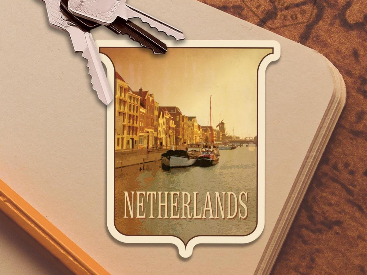 Netherlands Travel Sticker: Vintage-Style Luggage Decal