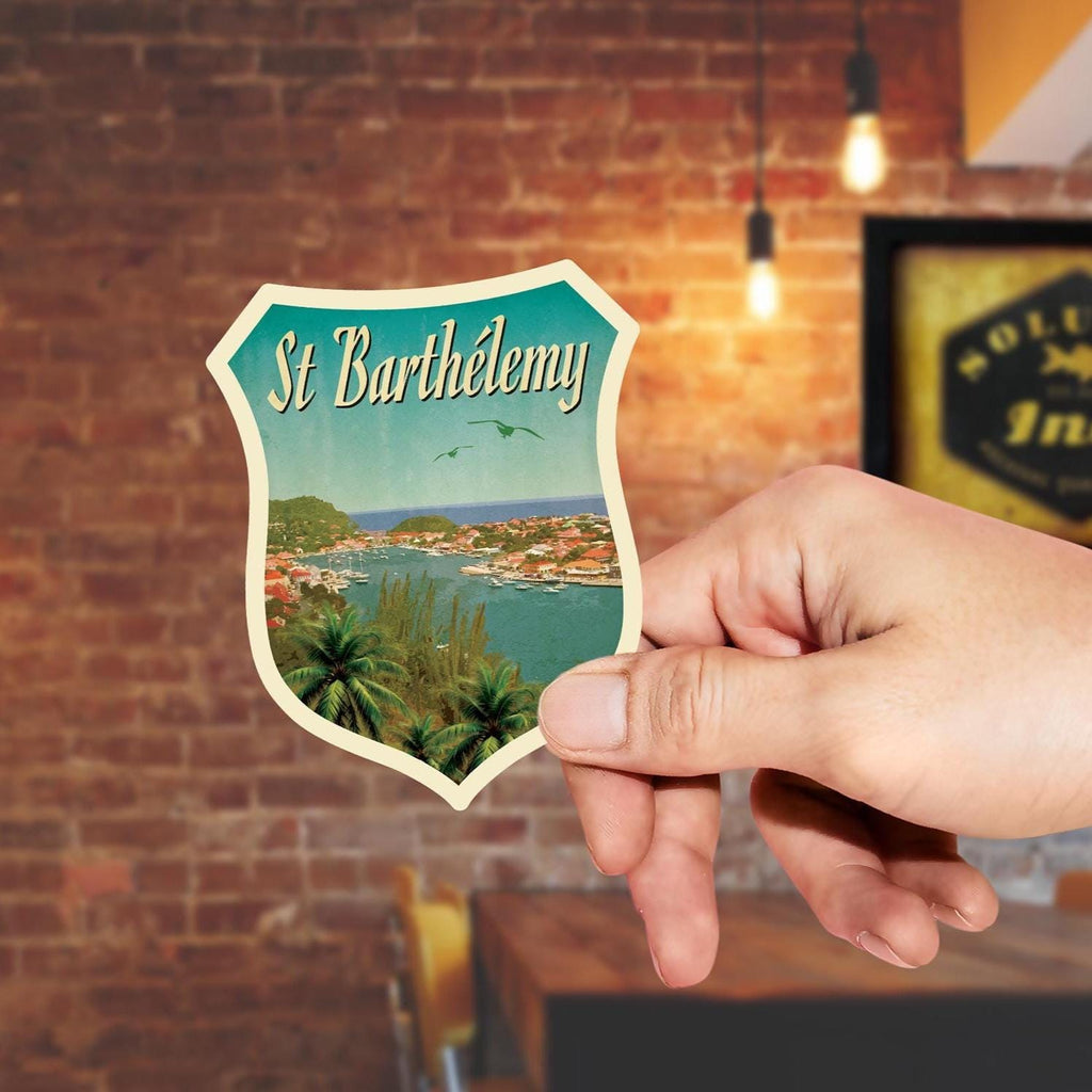 St Barthélemy Travel Sticker, Vintage Style Luggage Decal