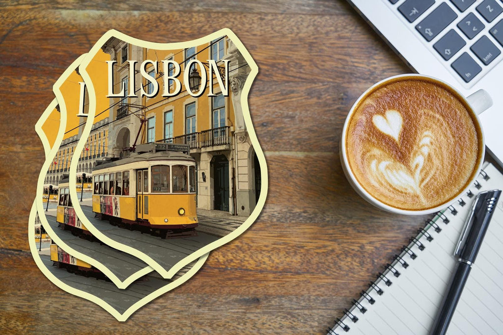 Lisbon Portugal Travel Sticker: Vintage-Style Luggage Decal
