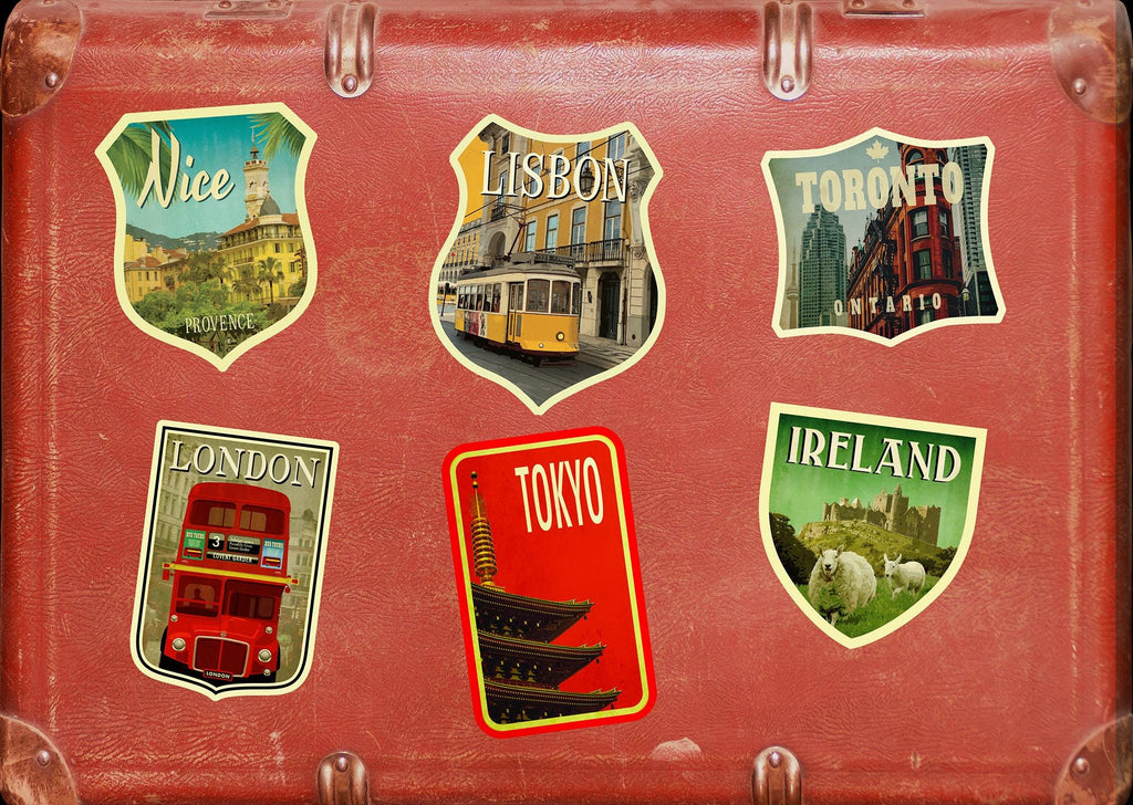 Lisbon Portugal Travel Sticker: Vintage-Style Luggage Decal