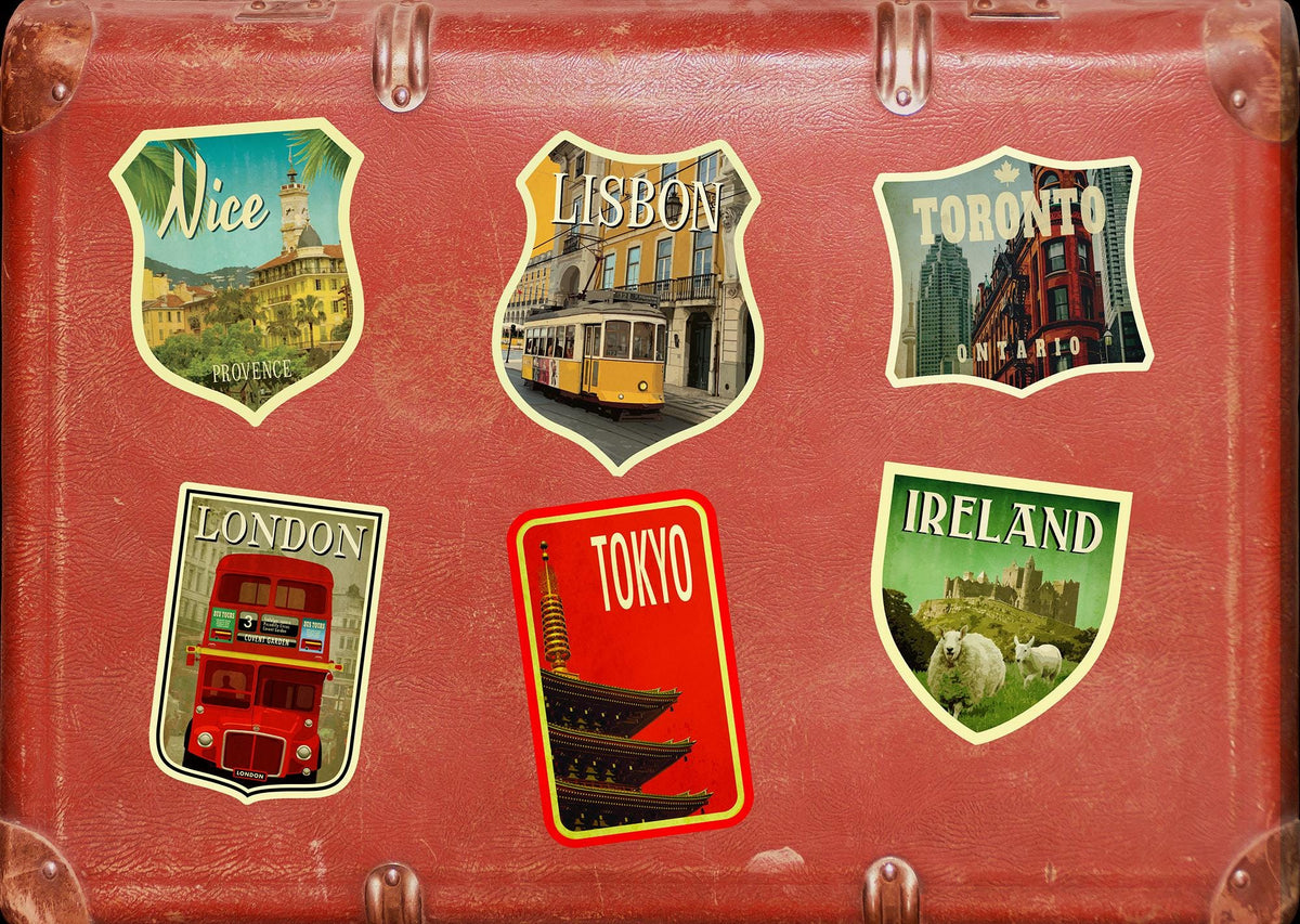 Lisbon Portugal Travel Sticker: Vintage-Style Luggage Decal