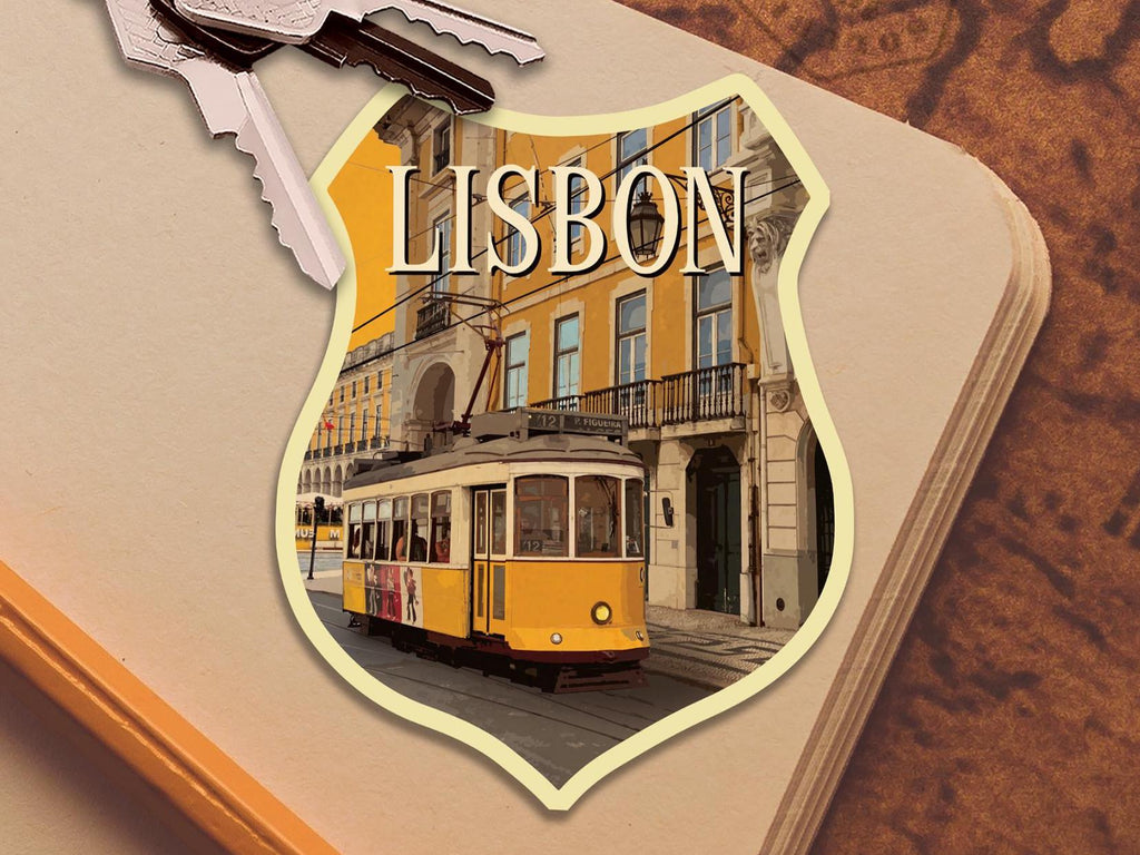 Lisbon Portugal Travel Sticker: Vintage-Style Luggage Decal