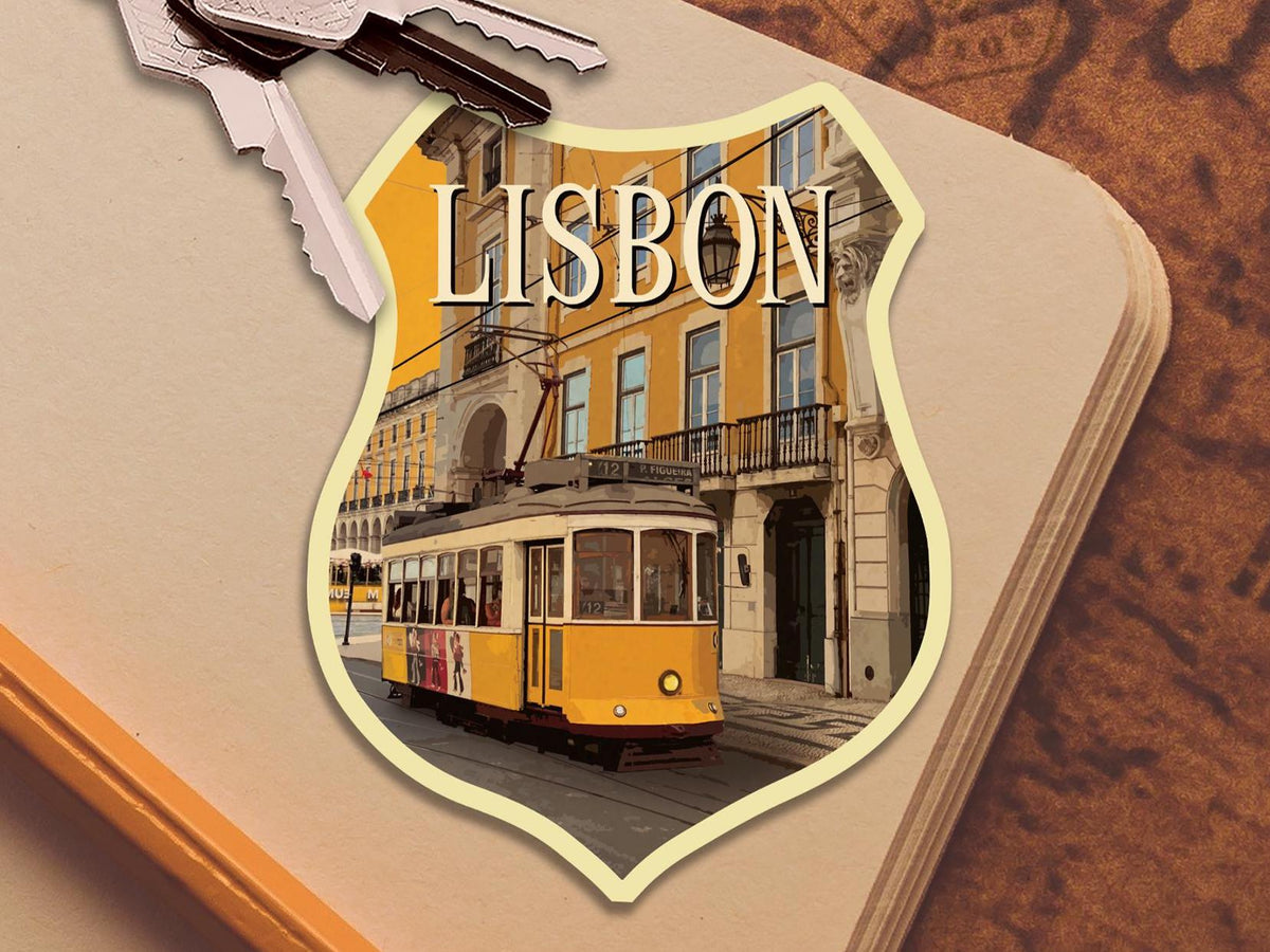 Lisbon Portugal Travel Sticker: Vintage-Style Luggage Decal