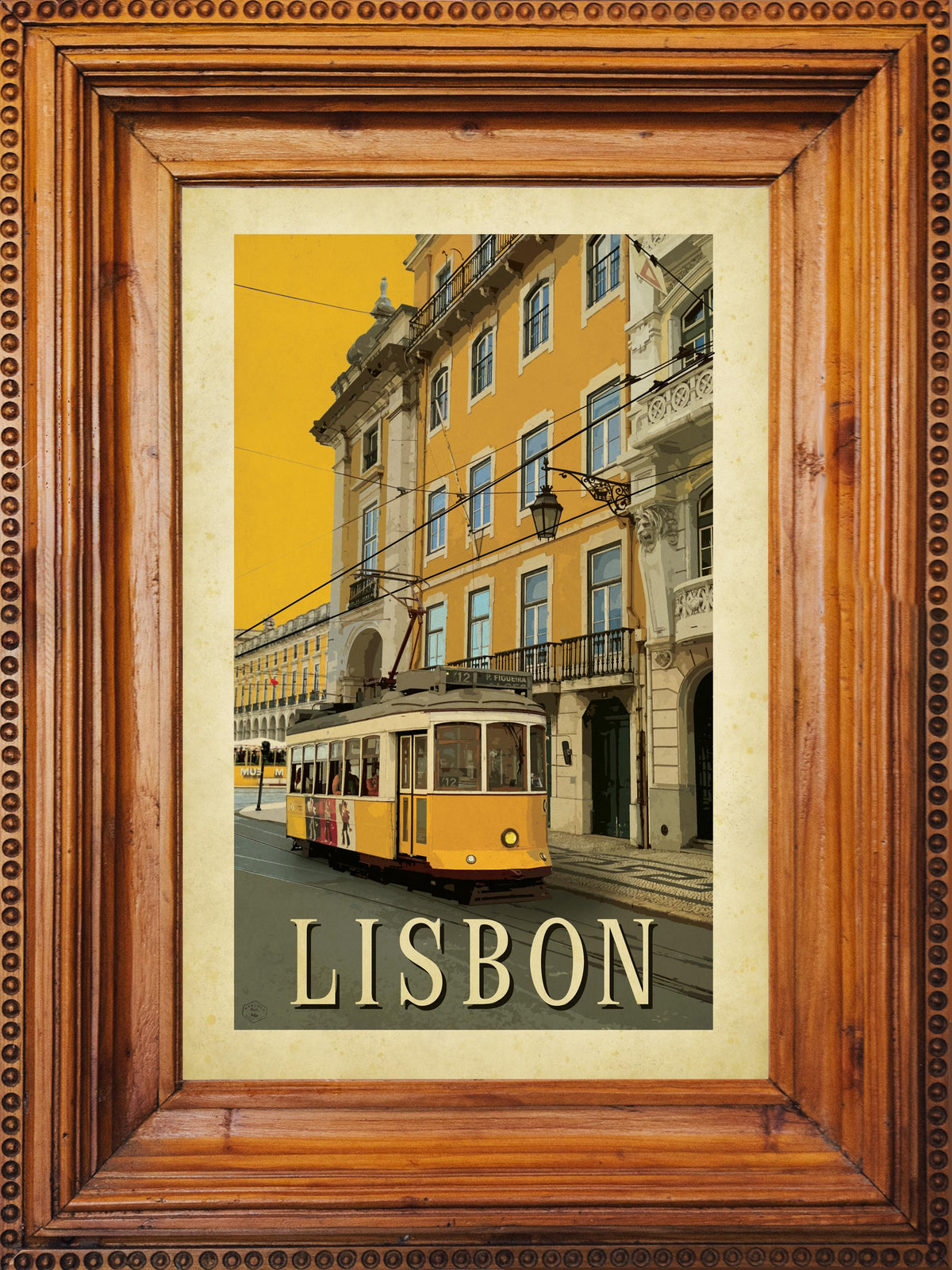 Lisbon Travel Poster: Vintage Yellow Tram, Minimalist Art Print