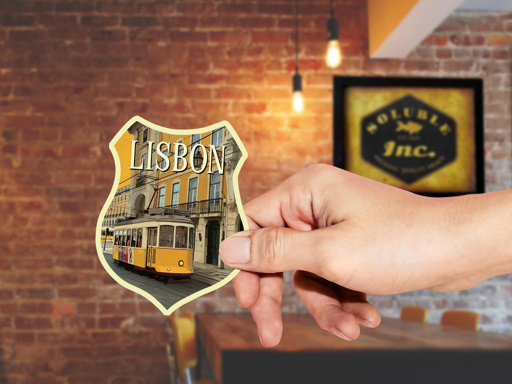 Lisbon Portugal Travel Sticker: Vintage-Style Luggage Decal