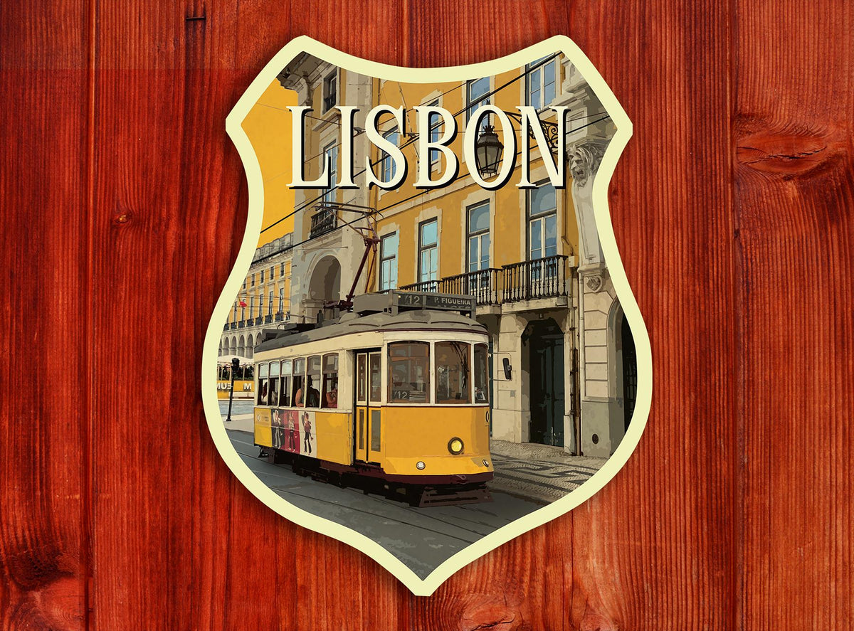 Lisbon Portugal Travel Sticker: Vintage-Style Luggage Decal