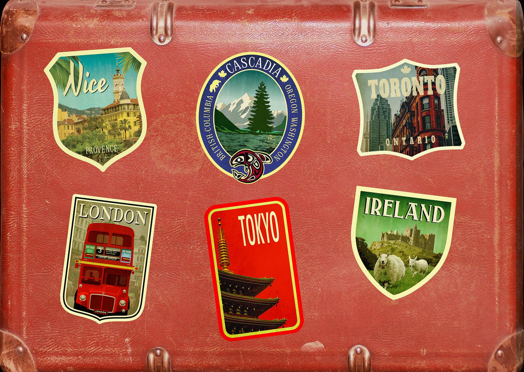 Cascadia travel sticker, vintage style decal for suitcase, luggage, laptop or water bottle
