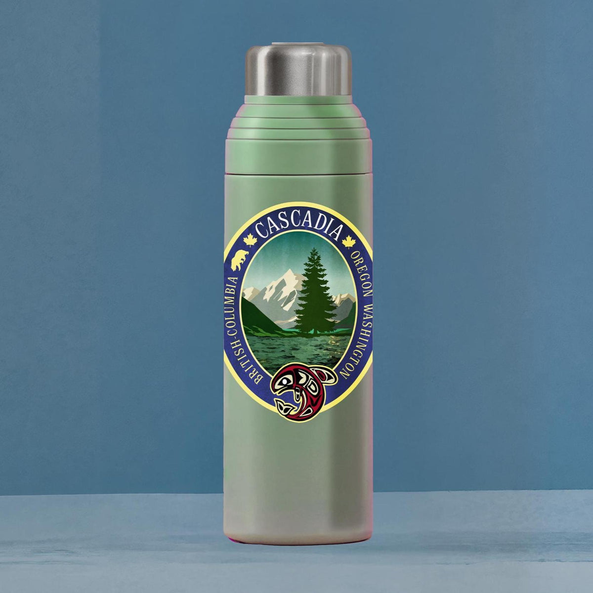 Cascadia travel sticker, vintage style decal for suitcase, luggage, laptop or water bottle