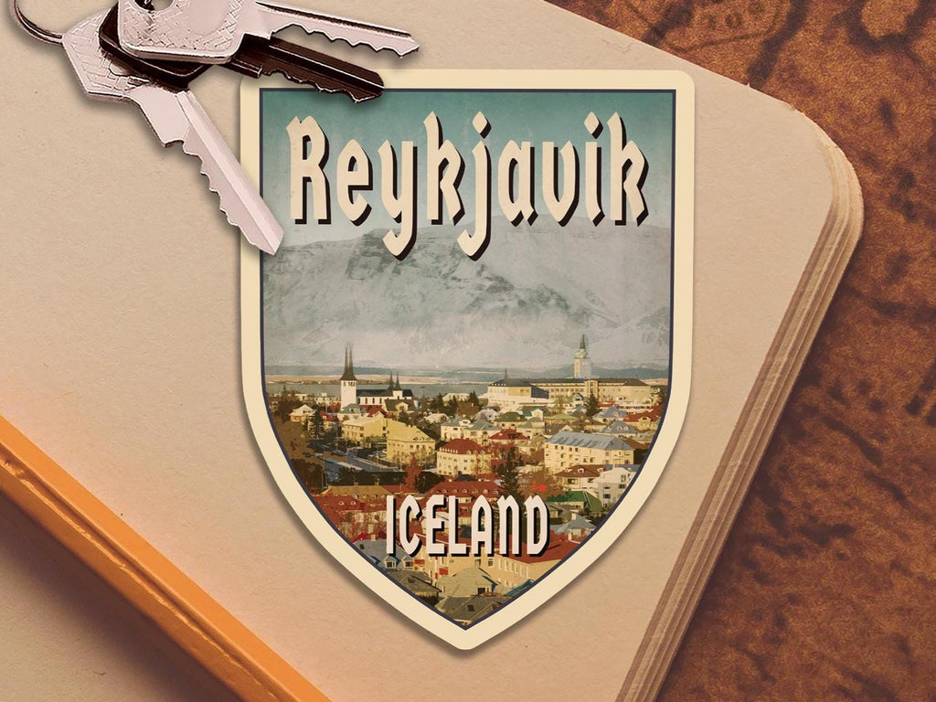 Reykjavik, Iceland Travel Sticker: Vintage-style decals