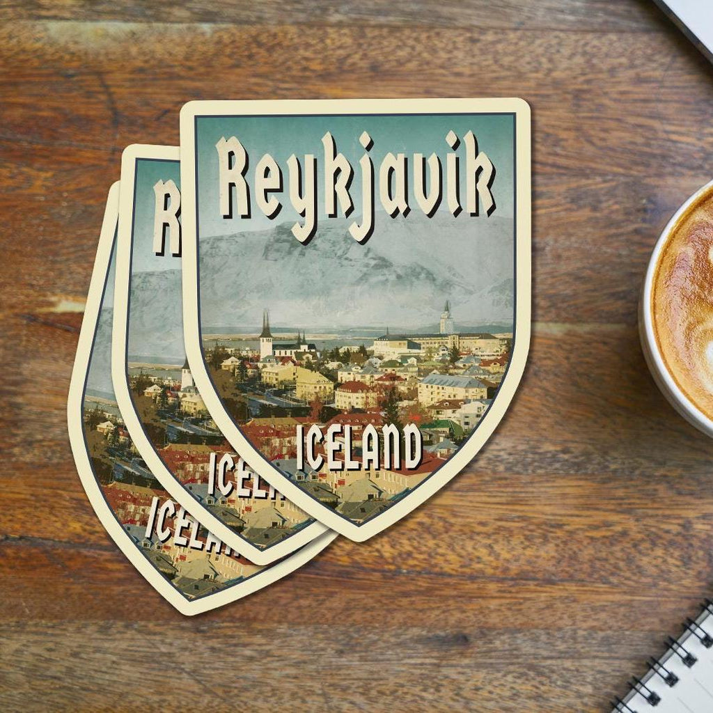 Reykjavik, Iceland Travel Sticker: Vintage-style decals
