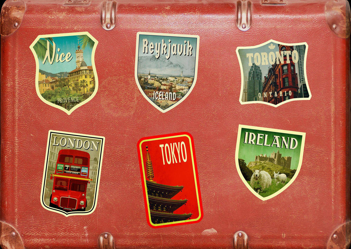 Reykjavik, Iceland Travel Sticker: Vintage-style decals