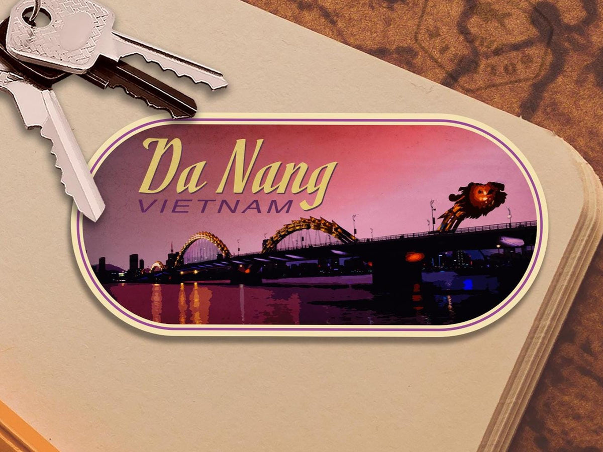 Da Nang Travel Sticker: Vintage-style Vietnam Decal