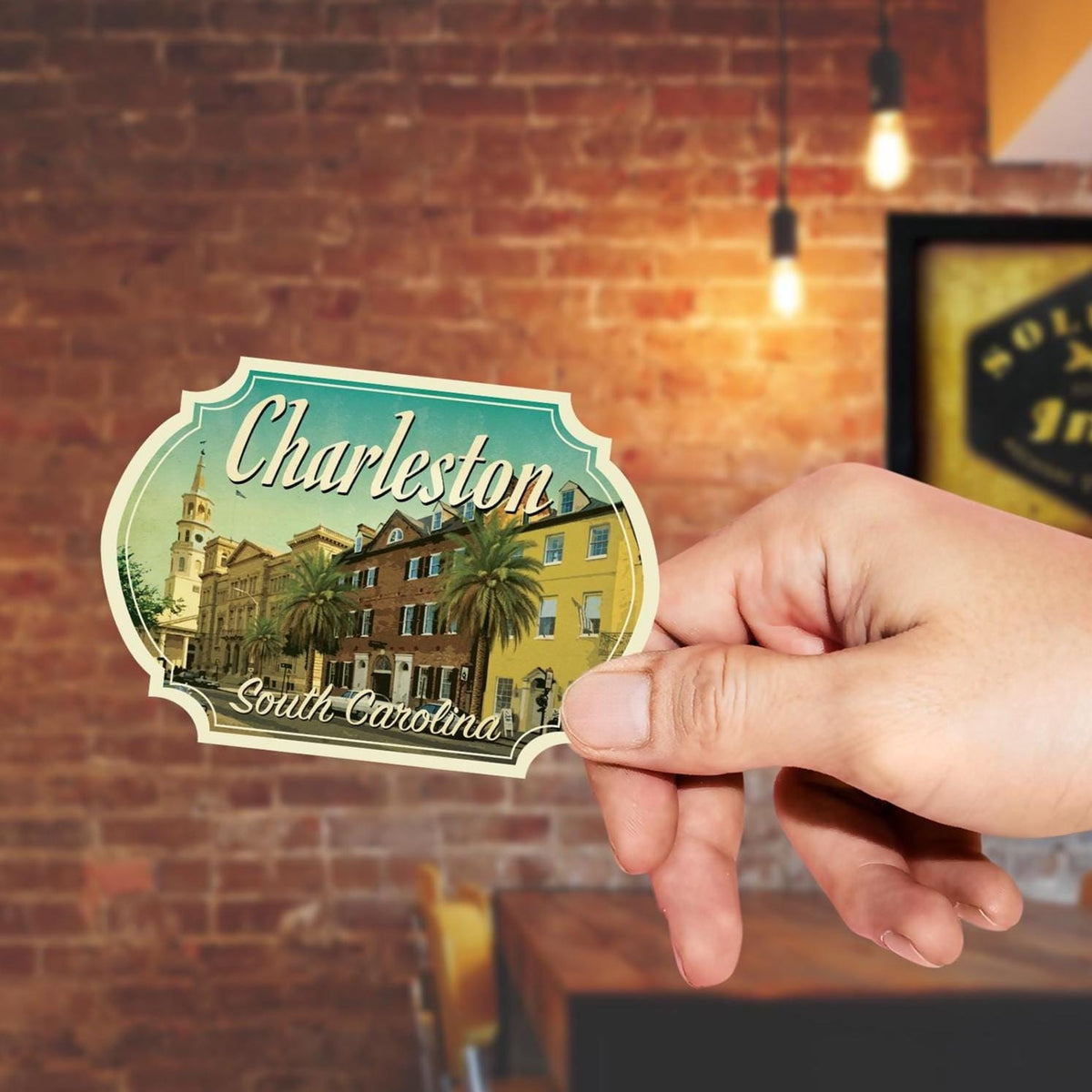 Charleston SC travel sticker, vintage style decal for suitcase, luggage, laptop or water bottle