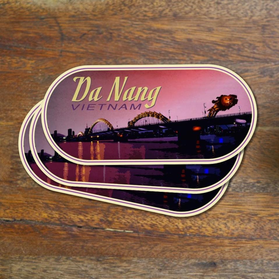 Da Nang Travel Sticker: Vintage-style Vietnam Decal