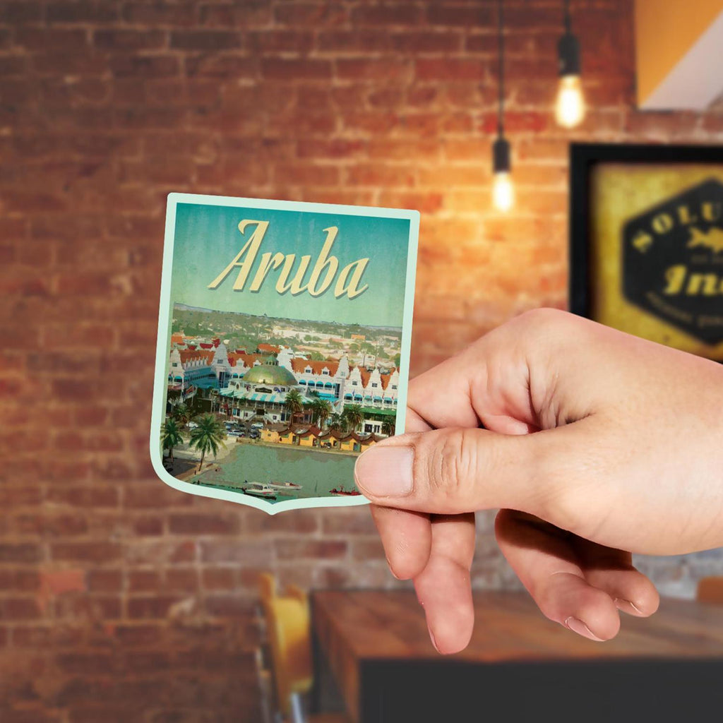 Aruba travel sticker, vintage style decal for suitcase, luggage, laptop or water bottle