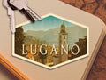 Lugano Switzerland Travel Sticker: Vintage-style  Luggage Decal