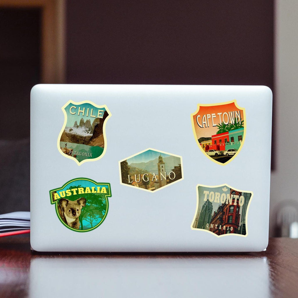 Lugano Switzerland Travel Sticker: Vintage-style  Luggage Decal