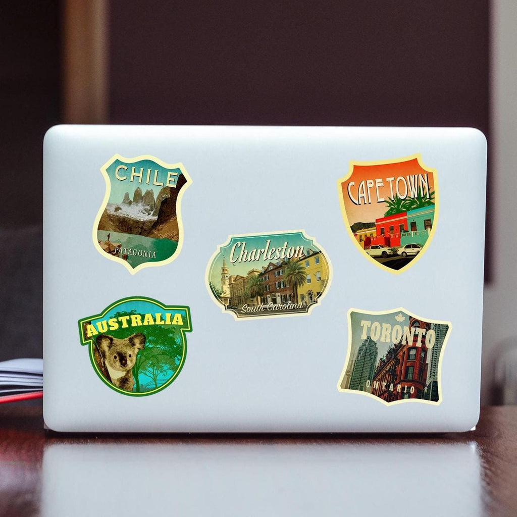 Charleston SC travel sticker, vintage style decal for suitcase, luggage, laptop or water bottle