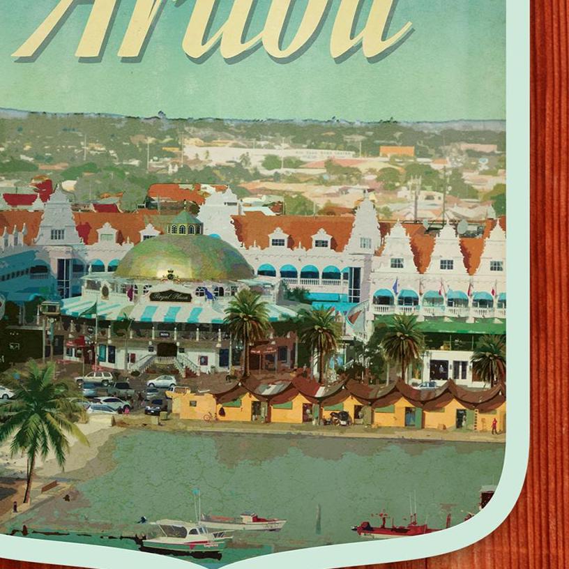 Aruba travel sticker, vintage style decal for suitcase, luggage, laptop or water bottle