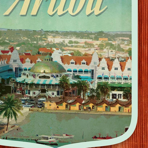 Aruba travel sticker, vintage style decal for suitcase, luggage, laptop or water bottle