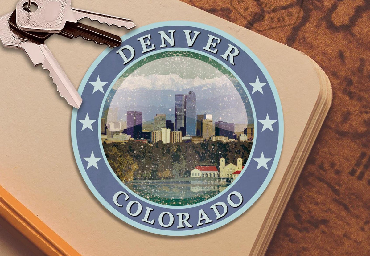 Denver Colorado travel sticker, vintage style decal for suitcase, luggage, laptop or water bottle