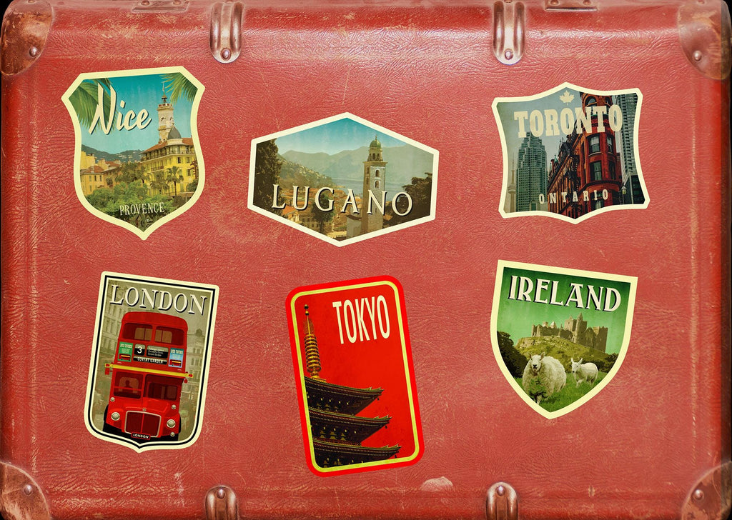 Lugano Switzerland Travel Sticker: Vintage-style  Luggage Decal