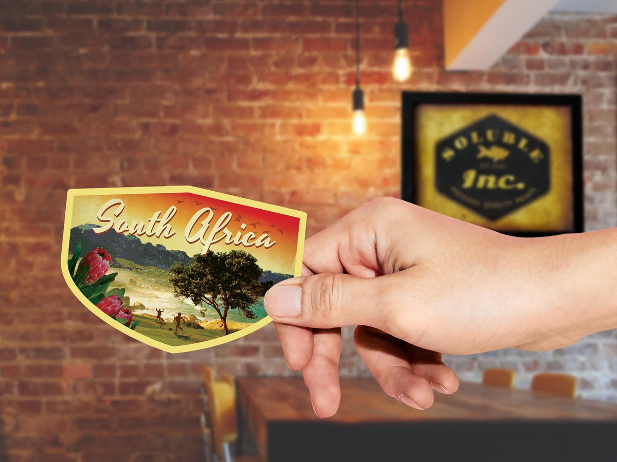 South Africa Travel Sticker: Vintage-style Luggage Label Decal