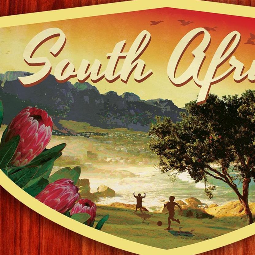 South Africa Travel Sticker: Vintage-style Luggage Label Decal