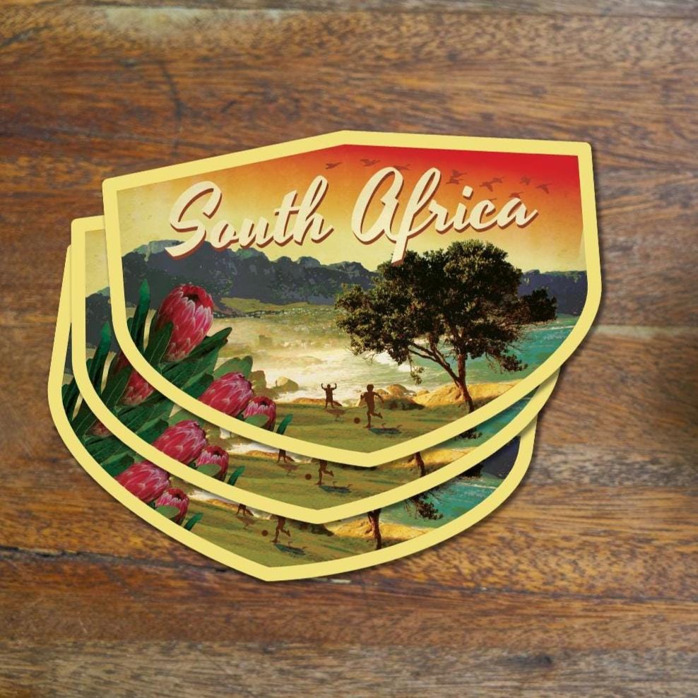 South Africa Travel Sticker: Vintage-style Luggage Label Decal