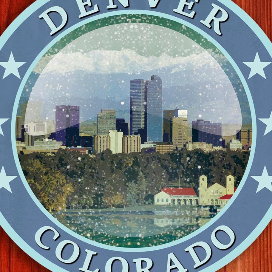 Denver Colorado travel sticker, vintage style decal for suitcase, luggage, laptop or water bottle