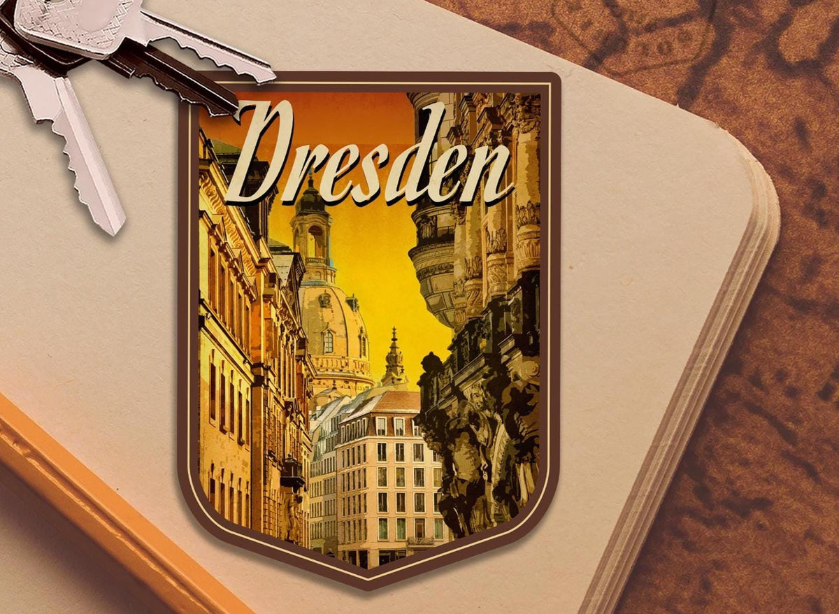 Dresden Travel Sticker: Vintage-style Suitcase Decal