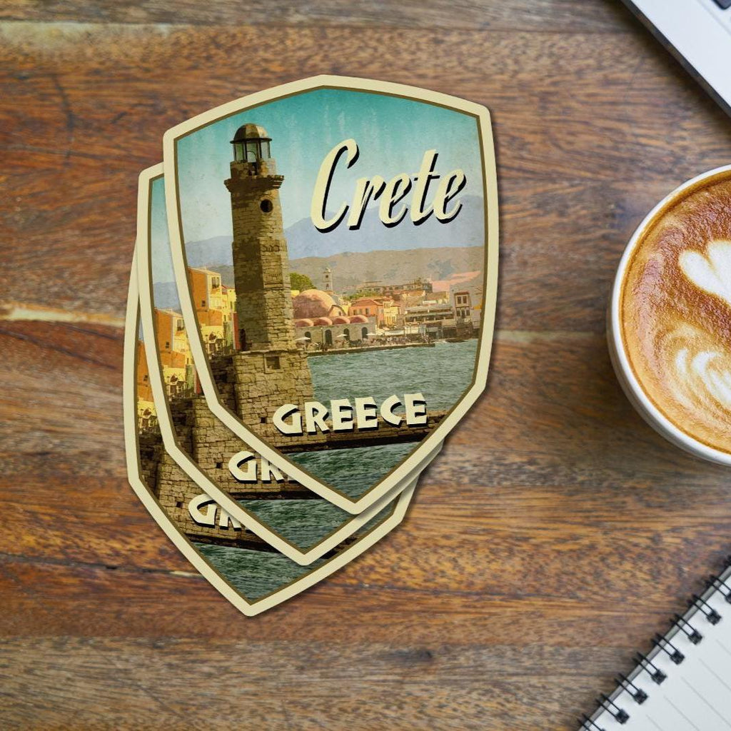 Crete, Greece Travel Sticker: Vintage-style Luggage Decal