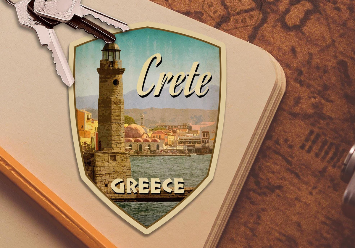 Crete, Greece Travel Sticker: Vintage-style Luggage Decal
