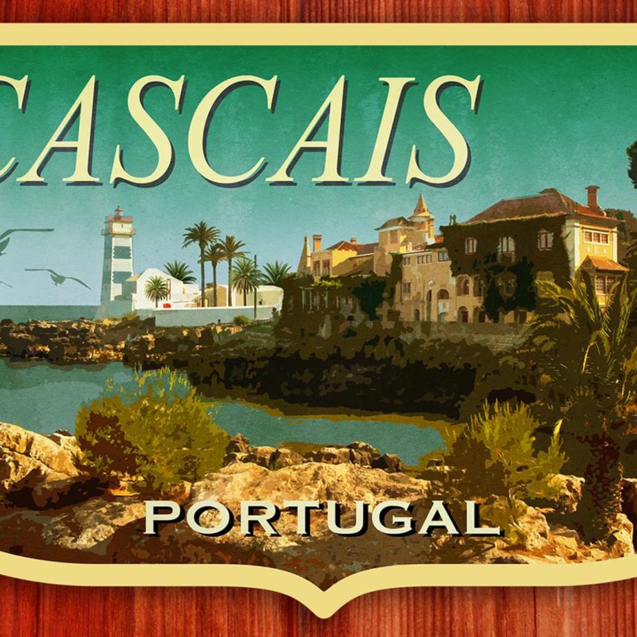 Cascais Portugal Travel Sticker: Vintage-Style Luggage Decal