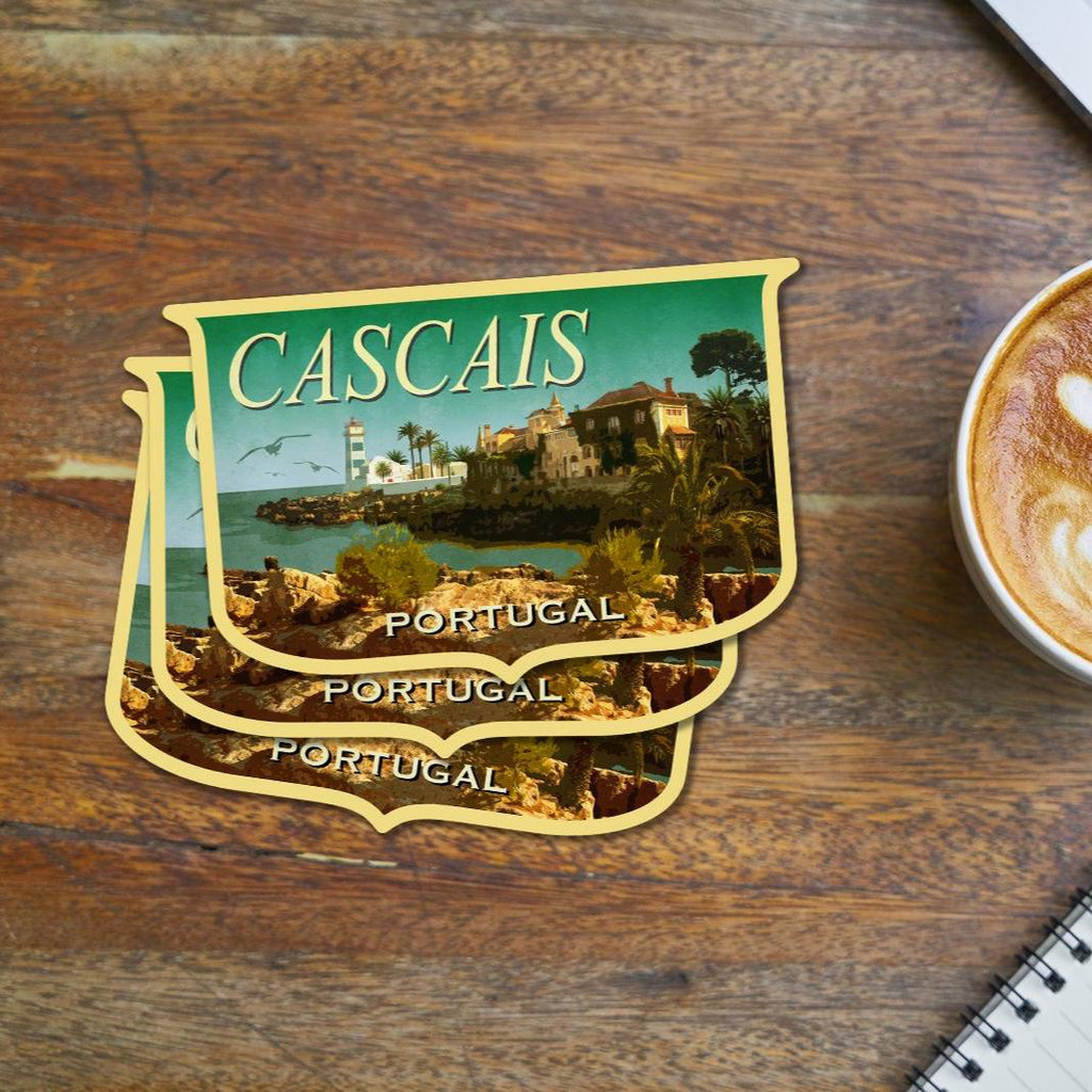 Cascais Portugal Travel Sticker: Vintage-Style Luggage Decal