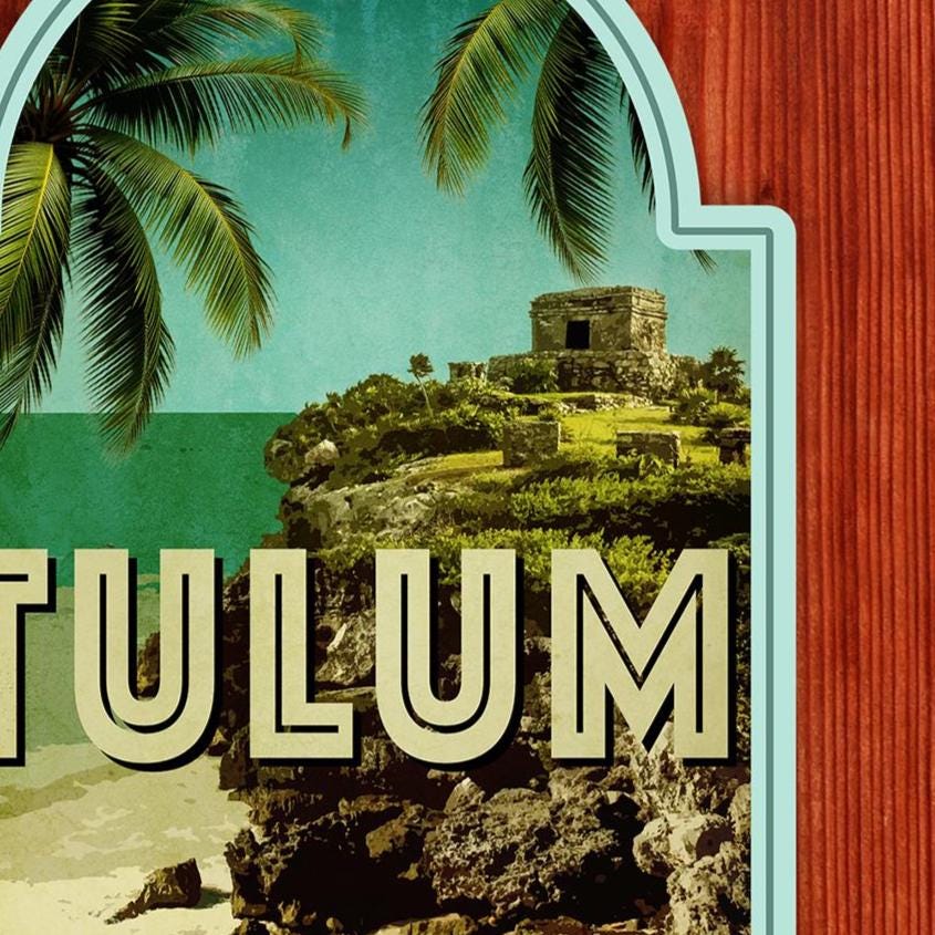 Tulum, Mexico travel sticker, vintage style decal and travel gift