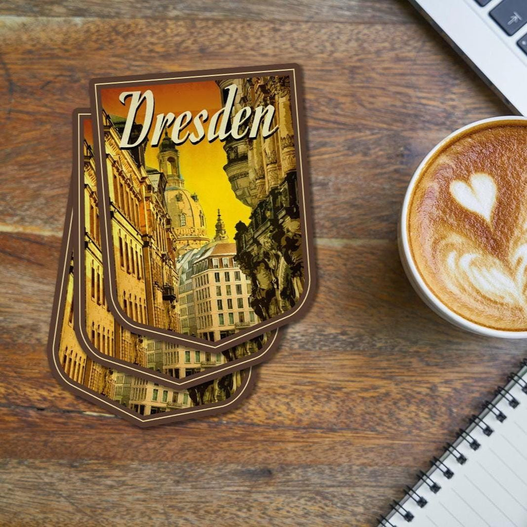 Dresden Travel Sticker: Vintage-style Suitcase Decal