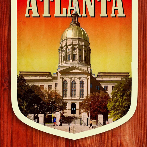 Atlanta travel sticker, vintage style decal for suitcase, luggage, laptop or water bottle