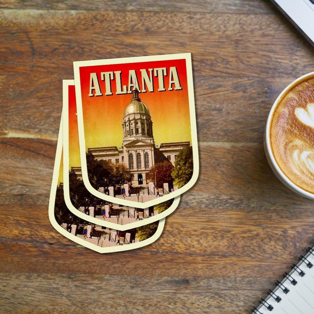 Atlanta travel sticker, vintage style decal for suitcase, luggage, laptop or water bottle