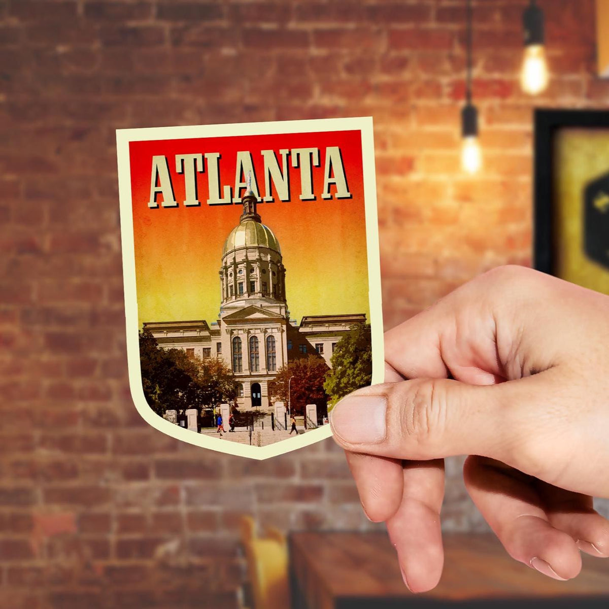 Atlanta travel sticker, vintage style decal for suitcase, luggage, laptop or water bottle