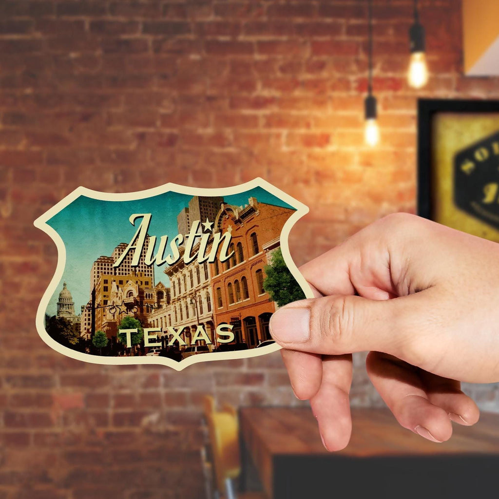 Austin travel sticker, vintage style decal for suitcase, luggage, laptop or water bottle