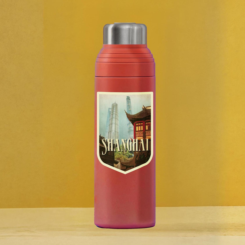 Shangai travel sticker, vintage style decal for suitcase, luggage, laptop or water bottle