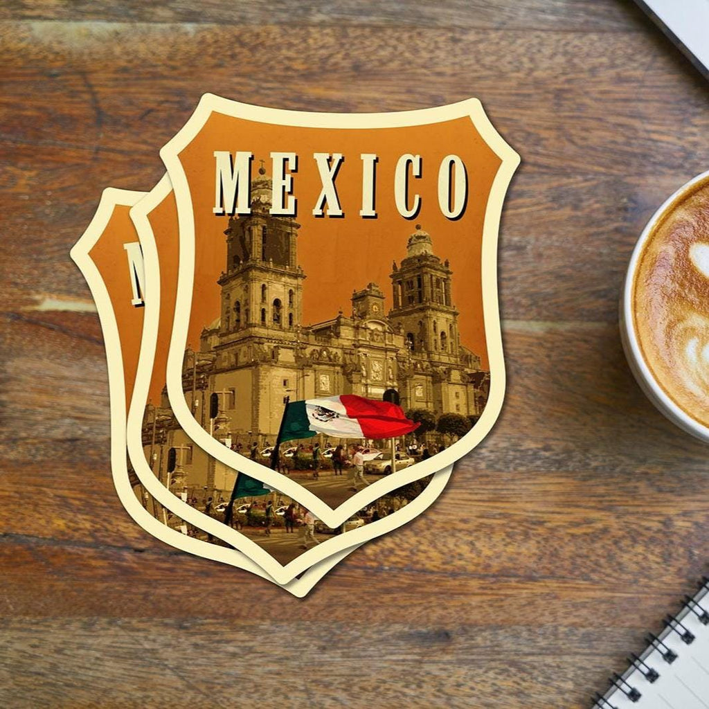 Mexico travel sticker, vintage style decal for suitcase, luggage, car, laptop or water bottle