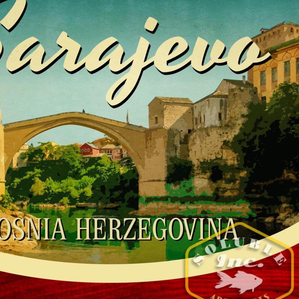 Sarajevo Bosnia Herzegovina Vintage Travel Sticker