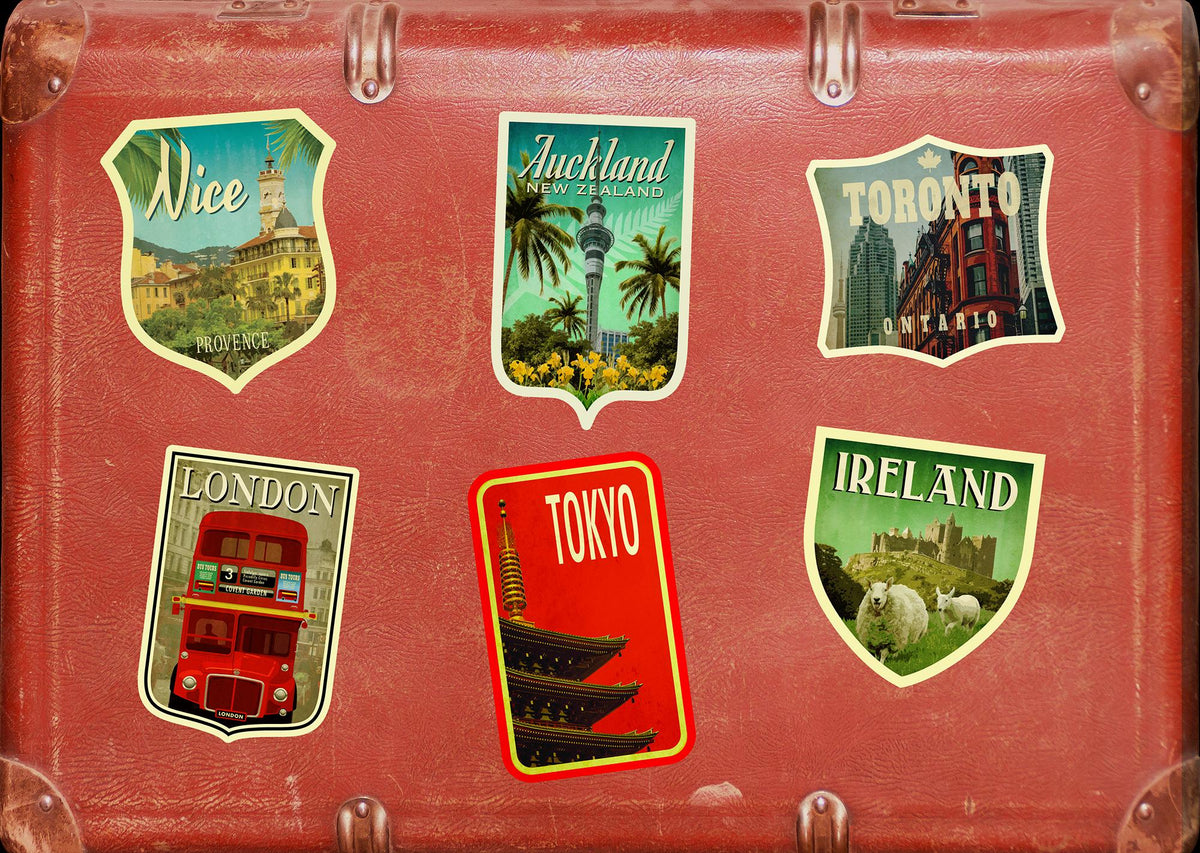 Auckland New Zealand travel sticker, vintage-style decal for suitcase