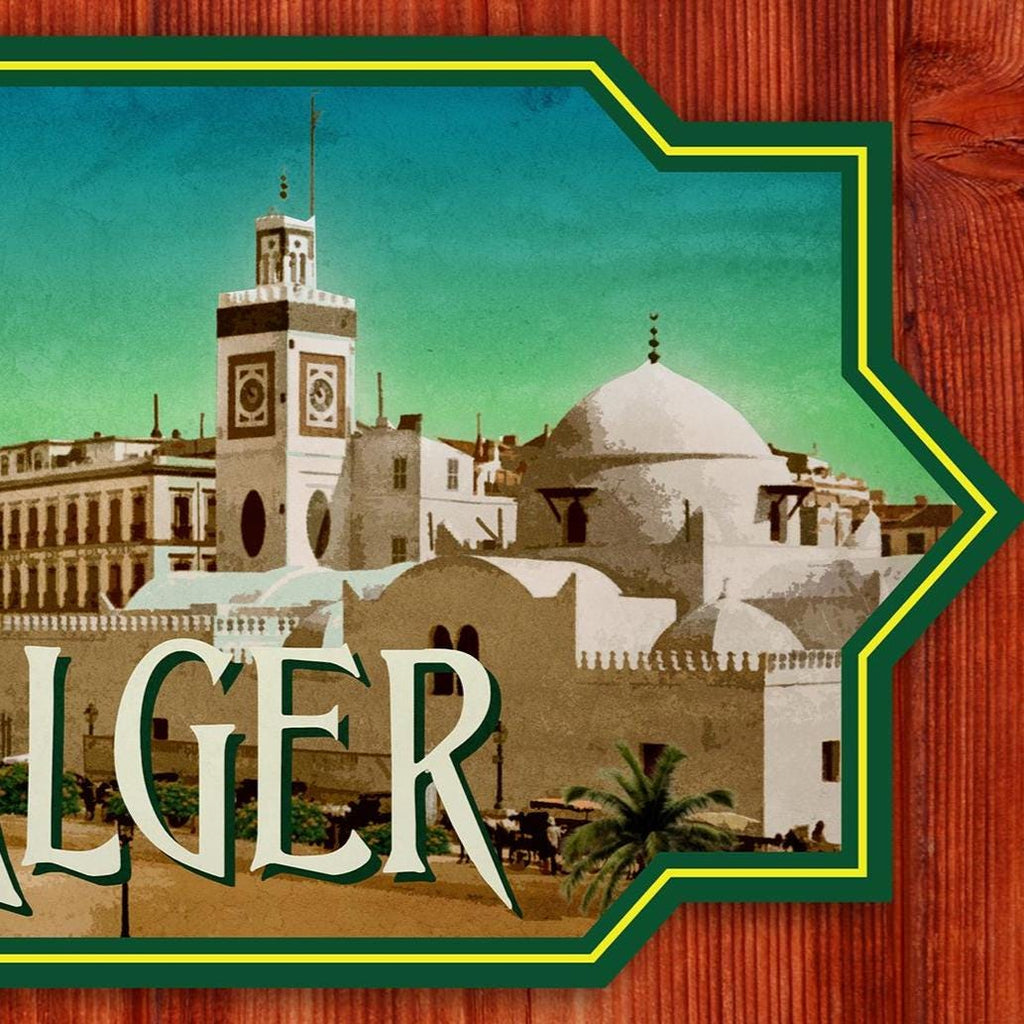 Alger, Algeria travel sticker, vintage style decal for suitcase, luggage, laptop or water bottle