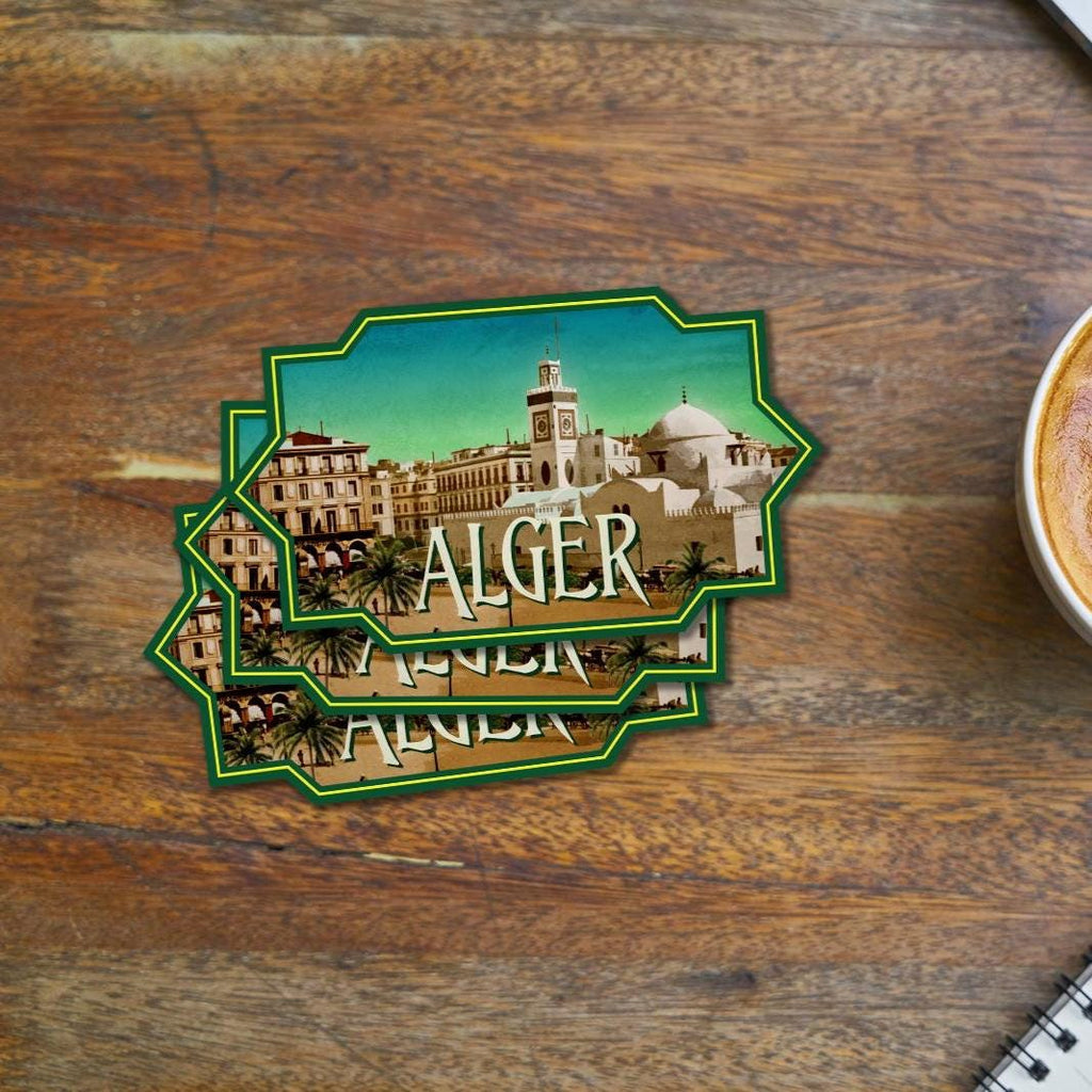 Alger, Algeria travel sticker, vintage style decal for suitcase, luggage, laptop or water bottle