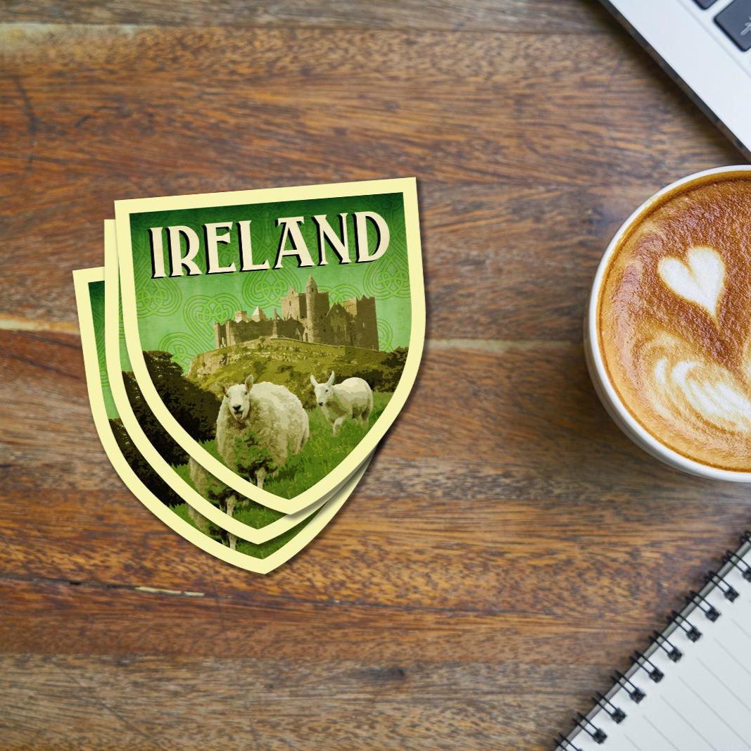 Ireland Travel Sticker: New version, Vintage style Vinyl Decal