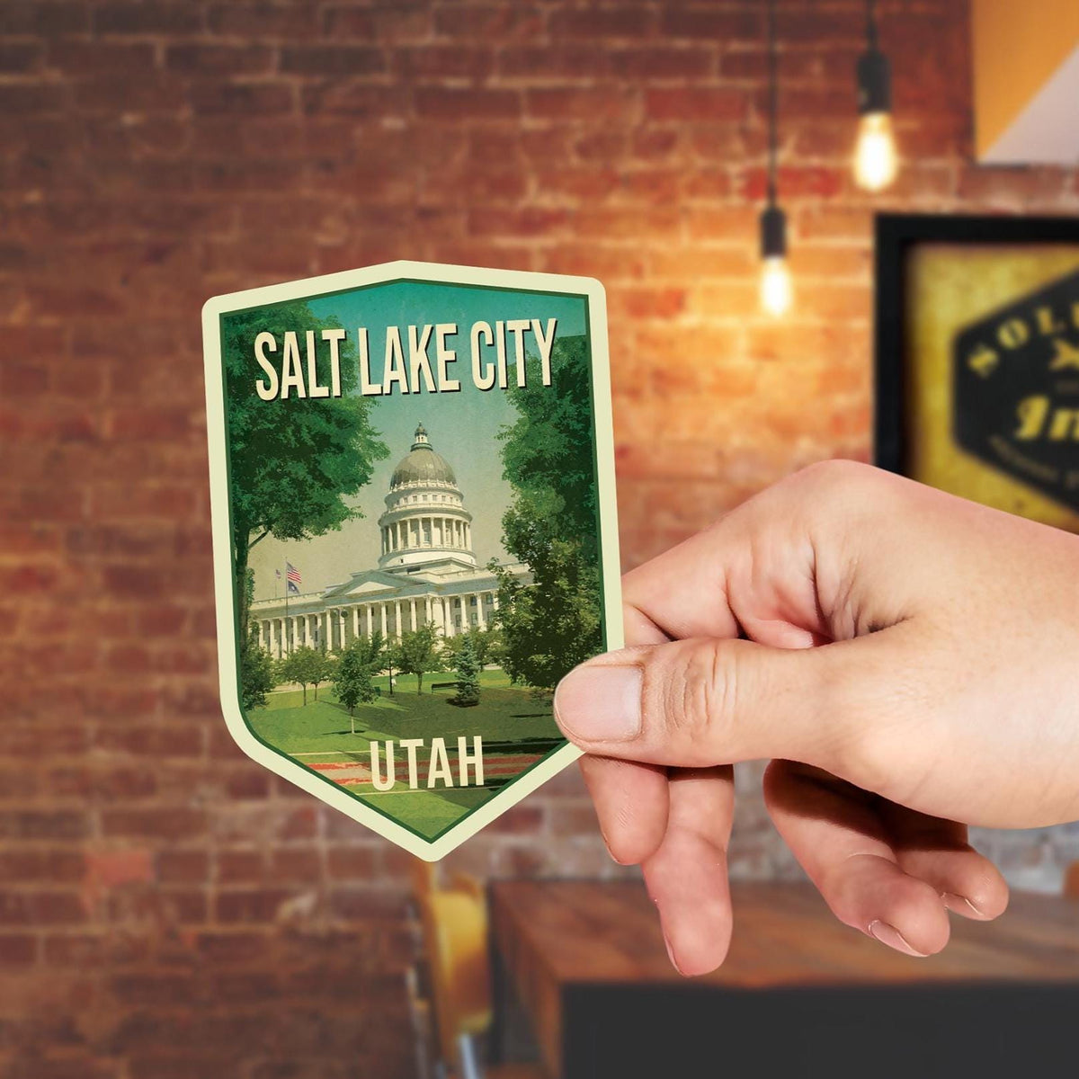Salt Lake City Utah Capitol Vintage Travel Sticker, Luggage Decal
